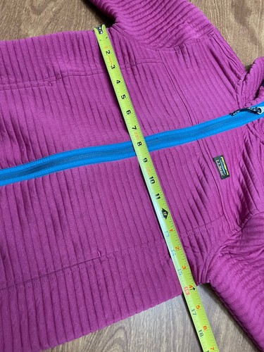 L.L. Bean Girls Size 10/12 Pink Ribbed Full Zip Up Hoodie Size 10/12 - Picture 6 of 10