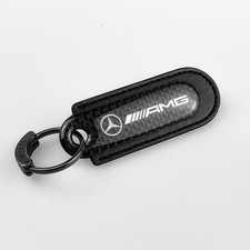 Mercedes-benz Amg Carbon And Leather Keychain Keyring Car Logo Gift