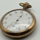 Antique Open Face Elgin Gold Filled Running Pocket Watch Back Seized