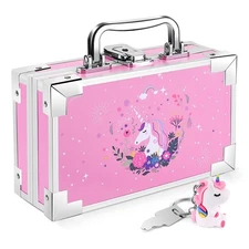 Unicorn Pencil Box for Girls Boys , Lock Box for School with Portable Handle ...