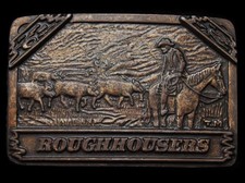 IE15167 VINTAGE 1970s  ROUGHHOUSERS JEANS  SEARS ROEBUCK BUCKLE