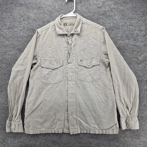 Huckberry & Seager Co. Shirt Mens M Beige Long Sleeve Button Up Pockets Linen