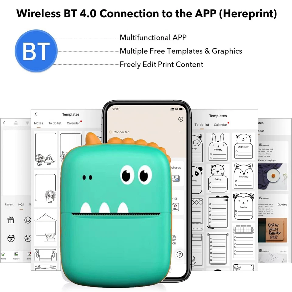 Mini Thermal Printer Portable Bluetooth Pocket Phone Printer with Paper + Labels - Image 4 of 4