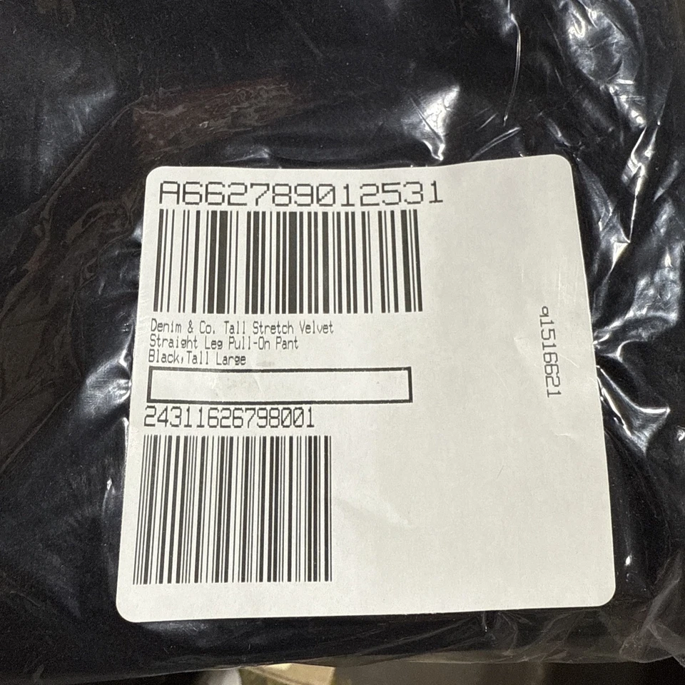 Pantalón Denim & Co Alto Elástico Terciopelo Pierna Recta NEGRO ALTO GRANDE Foto 2 de 4