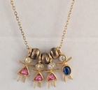 Vintage Signed Birthstone Charm Necklace Carol Star Child Baby Children — photo 1