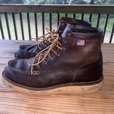 Danner Men's 6" Leather Bull Run Moc Steel Safety Toe Work Boots Size 9.5 D