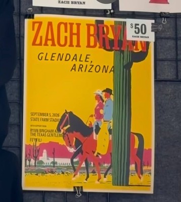 Zach Bryan Glendale Arizona Sep 5 2026 Poster Tour  Reprint
