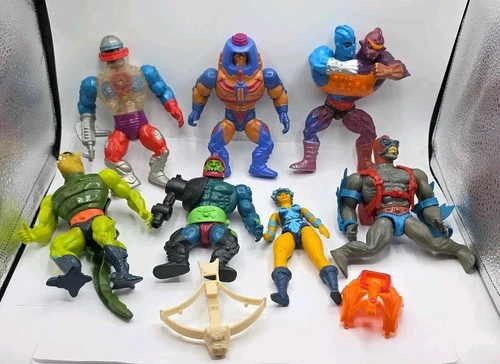 Vtg He-Man MOTU Lot Of 9 Roboto~Trap Jaw~Two Bad~Evil Lyn~Stratos~Whiplash +More