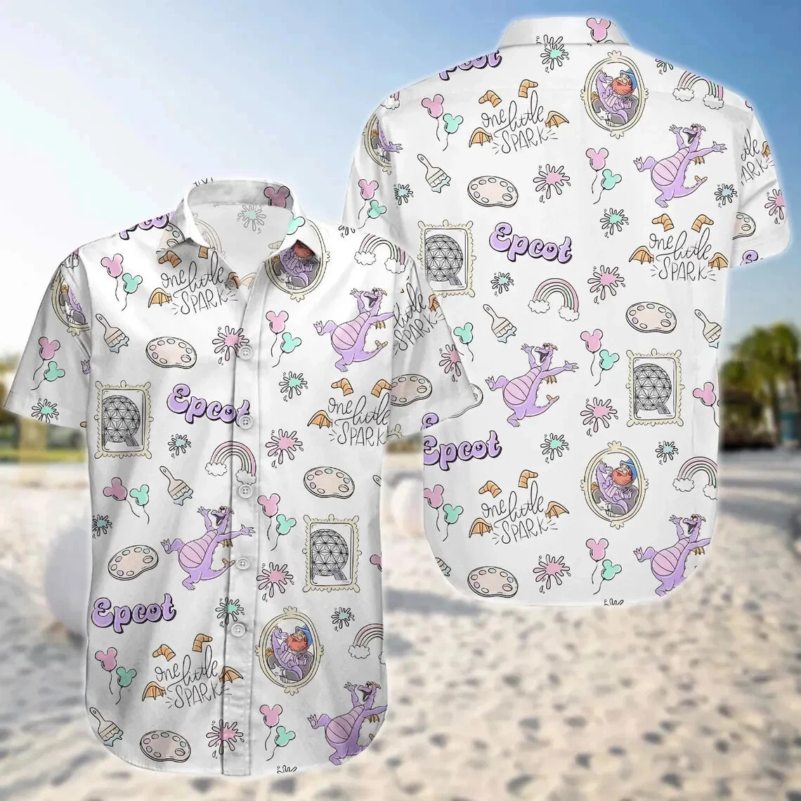 Disney Figment Hawaiian Button Down Shirt