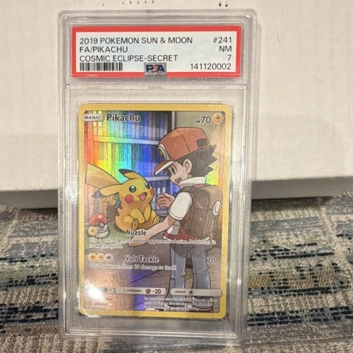 Pokémon Pikachu Secret Rare 241/236 Sm-Cosmic Eclipse Full Art Holo PSA 7 TCG