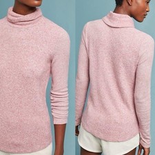 Anthropologie Saturday Sunday Brushed Fleece Turtleneck Sweater Pink Womens M