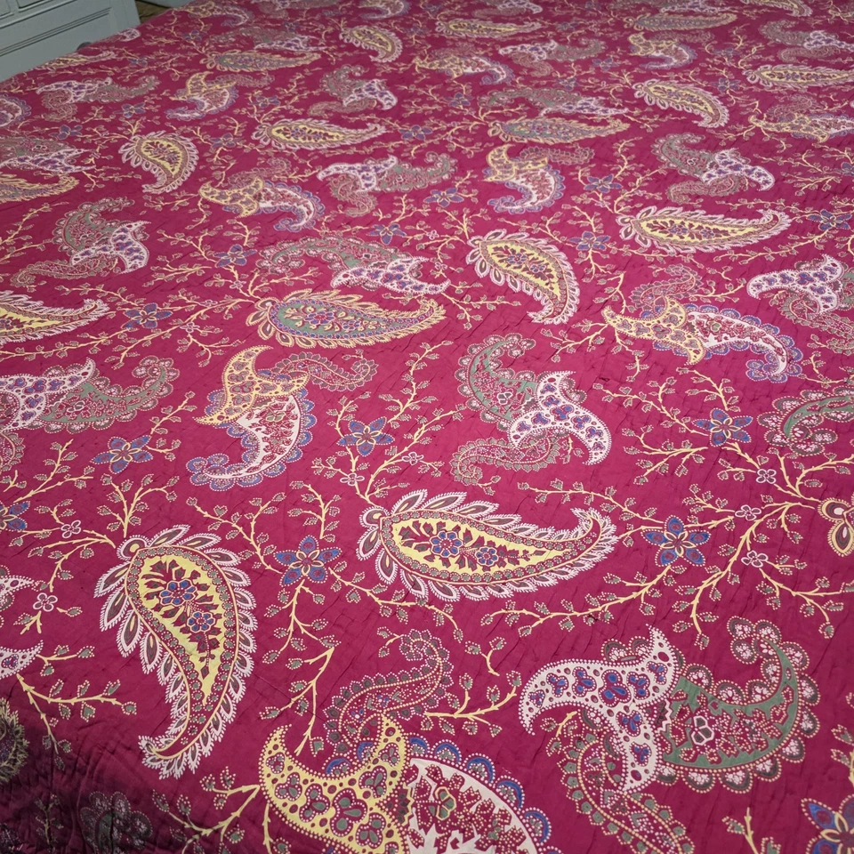 "Edredón de retazos florales rojos vintage Noble Excellence tamaño king 108x94""" Foto 4 de 4