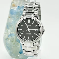 SEIKO Kinetic 5J22-0C30 Automatic Watch Silver Black