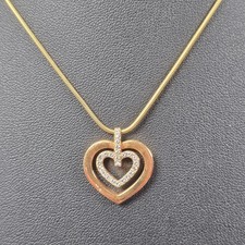 Swarovski Gold-Tone Necklace W/ Crystal Rhinestone Heart Pendant  Swan Charm