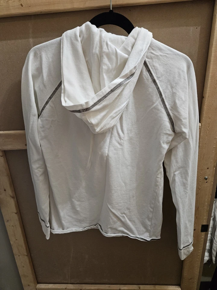 HOOTERS JERSEY MELOCOTÓN MUJER M 1/4 CREMALLERA SUDADERA CON CAPUCHA BOLSILLOS PARA MANOS BLANCO ROTO  Foto 4 de 4