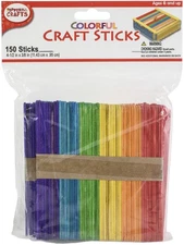 6 Pack - Pepperell Crafts Craft Sticks 4.5"X.375" 150/Pkg-Colorful - WP09