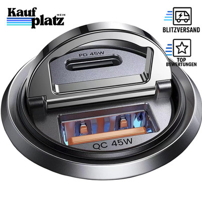 Zigarettenanzünder USB C 90W PD45W QC45W 12V Mini KFZ Ladegerät für iPhone