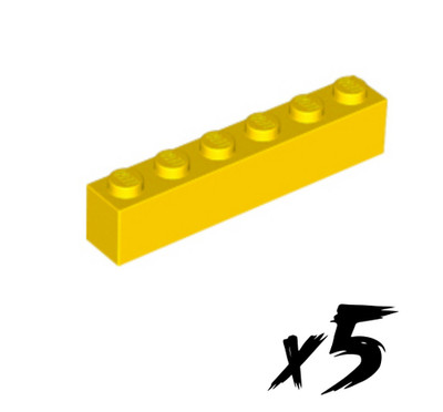 5x LEGO 3009   1x6 Stein   Brick   gelb   Yellow