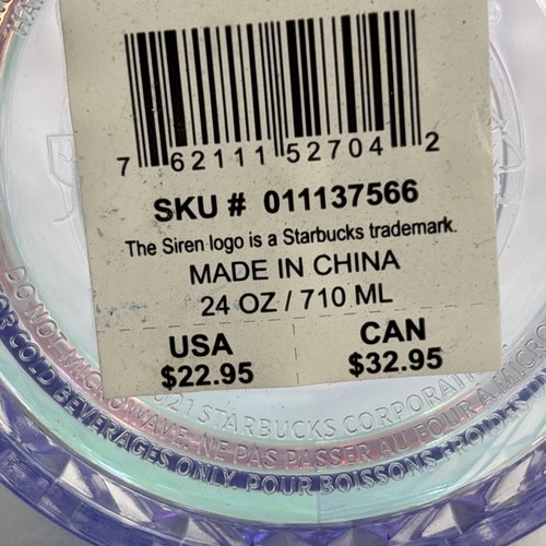 Starbucks Crystal Unicorn Jeweled Cup Iridescent Studded Tumbler 24oz (no straw) - Picture 4 of 4