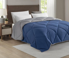 King Size Down Alternative Comforter All-Seasons Navy Blue  Gray - Reversible