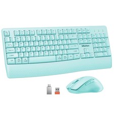 Wireless Keyboard Mouse Combo 2.4GHz FullSize Cordless Blue PC Laptop