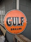 VINTAGE GULF 30'' PORCELAIN METAL SIGN SERVICE STATION PETROLEANNA ADVERTISING