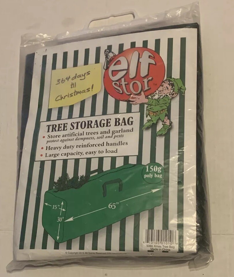 Elf Stor Premium Christmas Tree Storage Bag Container fits to 65” Tree Green VTG