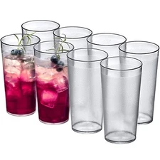 By Cafely 16ounce Plastic Tumblers set Of 8 Plastic Drinking Glasses Restauran
