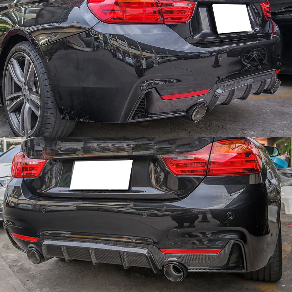 For 14-20 BMW F32 F33 F36 4Series M Sport Rear Diffuser Dual