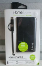 iHome 6,000 mAh slim charge portable battery - Black - IH-PP3032AG - LOT OF 2