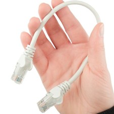 SHORT 25cm WHITE ETHERNET CABLE Cat5e RJ45 Internet Network PC Small Patch Lead
