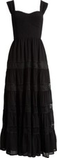 NWT Reformation Hedda in Black Lace Trim Tiered Midi Tank Dress 6