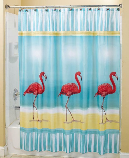 Tropical Paradise Flamingo Themed Bathroom Shower Curtain 70"x72" eBay