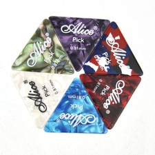 Lots of 24 pcs Alice 0.81mm Triangle Celluloid Guitar Picks Mixed Colors AP-L