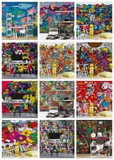 3D Doodle Cartoon Color Self-adhesive Wallpaper Removable Wallpaper Wall Mural