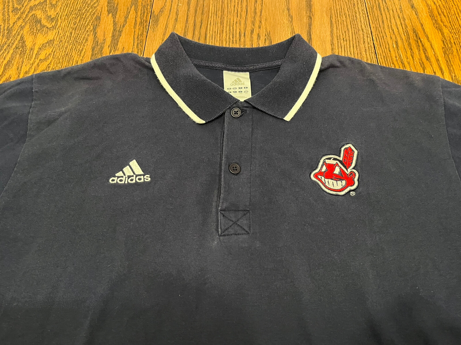 Vintage Cleveland Indians Golf Polo Adidas Large Guardians MLB thumbnail 2