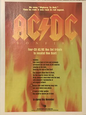 1997 AC/DC Bonfire VTG 1990s PRINT AD Promo Box Set Release - Bon Scott ...
