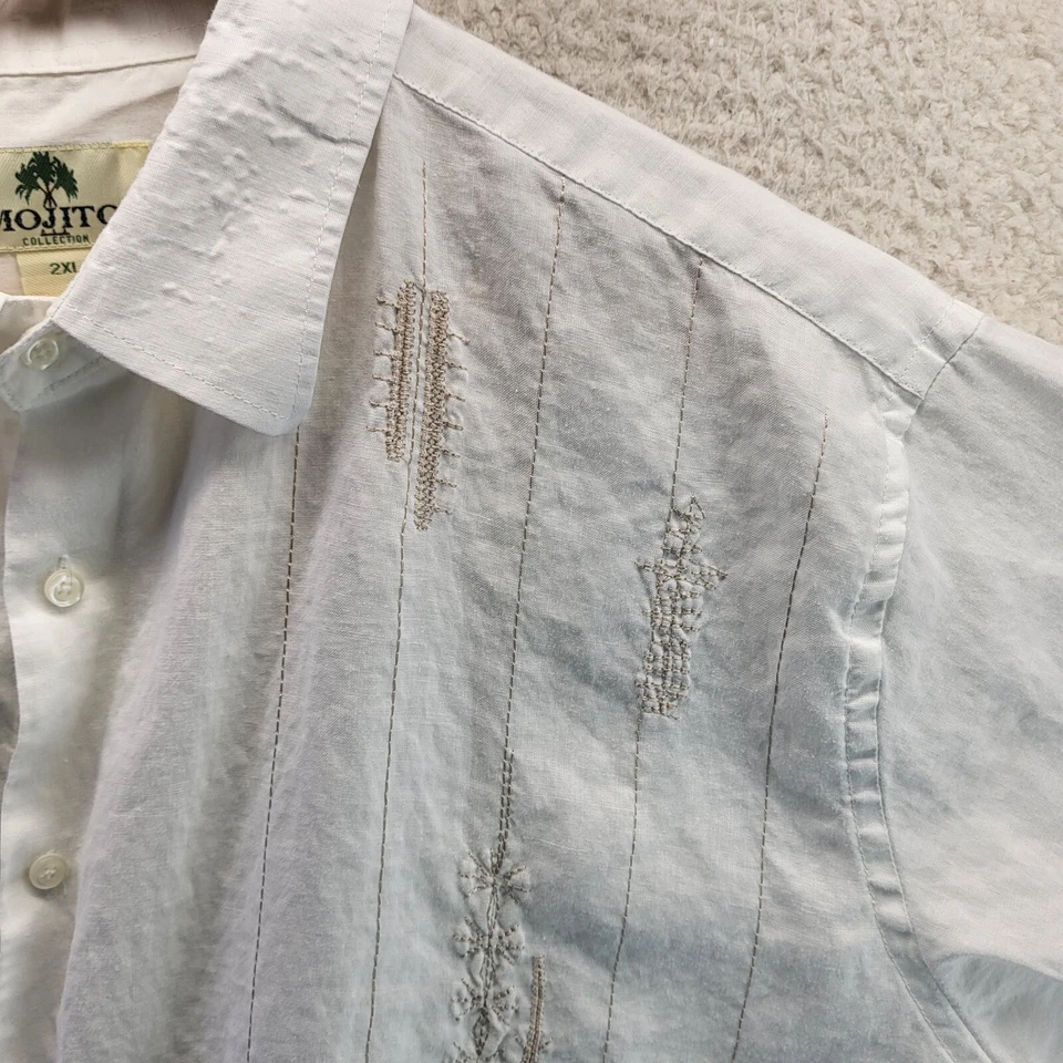 Camisa Botón Colección Mojito 2XL 100% Lino Yucatán Blanco Mexicano Panamá Cubano Foto 4 de 4