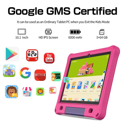 10.1-inch Android 12 Tablets Quad Core 3G/32GB WiFi Bluetooth GPS for Kids-Pink - Picture 2 of 8