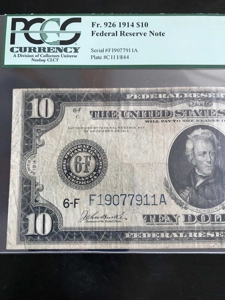 1914 $10 FRN-926 Atlanta Georgia  PCGS 20 RARE As pictured - Image 2 of 4