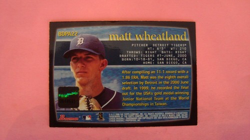 2000 Bowman Draft Picks Matt Wheatland Autograph Detroit Tigers - Picture 2 of 4