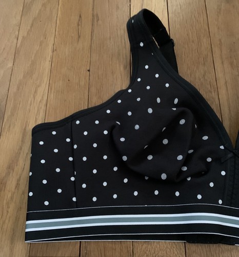 Plus Sz 44C Cacique Full Coverage Cotton Unlined Wire Free Bra Black Polka Dot - Picture 2 of 7