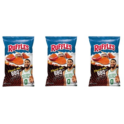 Ruffles Flamin' Hot BBQ Flavored Potato Snack Chips 8oz 3 Bags