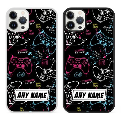 Personalisierte Handyhülle für iPhone Gaming Controller Muster Gamer Wunschname