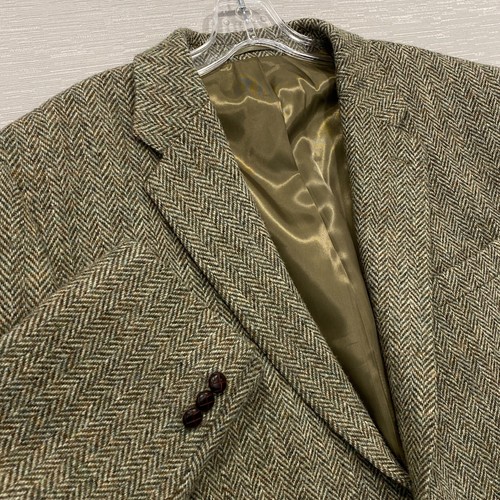 Vintage Harris Tweed Wool Jacket Mens 46 Regular Brown Herringbone