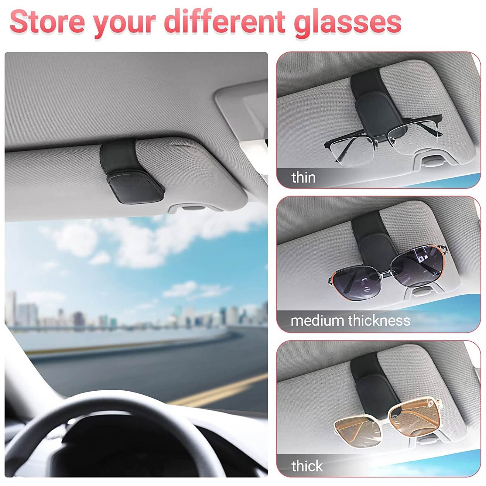 Car Glasses Clip Holder Vehicle Sunglasses Organiser Eyeglass Accessory