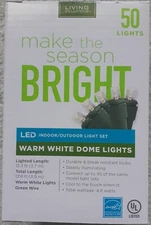 Living Solutions 50 LED Warm White Dome Lights NIB