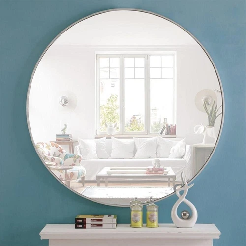 Elegant Decor Eternity 48" Round Metal Frame Mirror in Silver - Picture 5 of 10