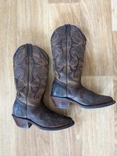 Boulet Western Cowboy Boots Brown Leather Women  s Size 5.5   Made in Canada