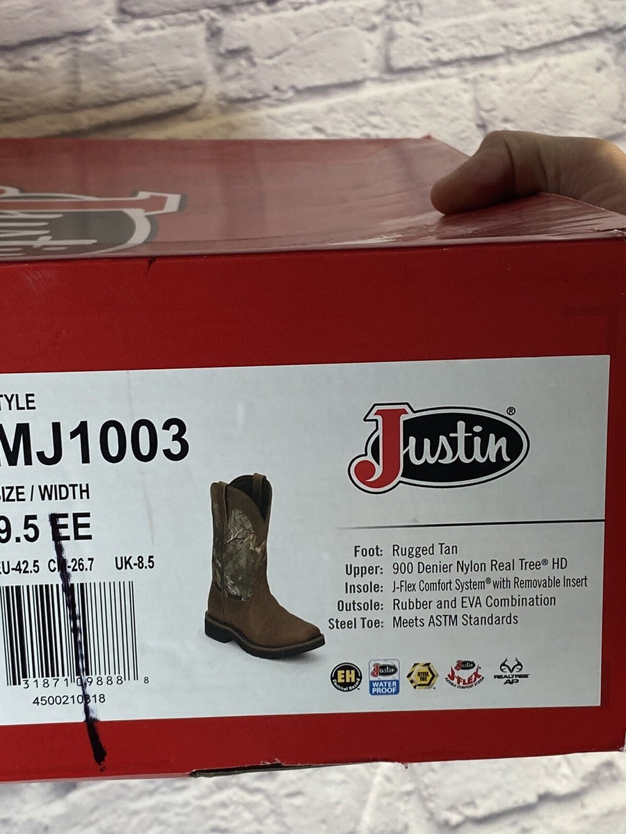 Justin X Realtree Pull On Square Toe Boots Men\'s Size 8.5 Leather Brown MJ1003 Justin Men main image 2